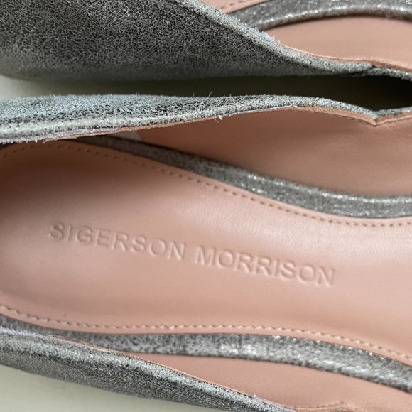 Sigerson Morrison Gold Metallic Bow Leather Flats - Picture 4 of 11